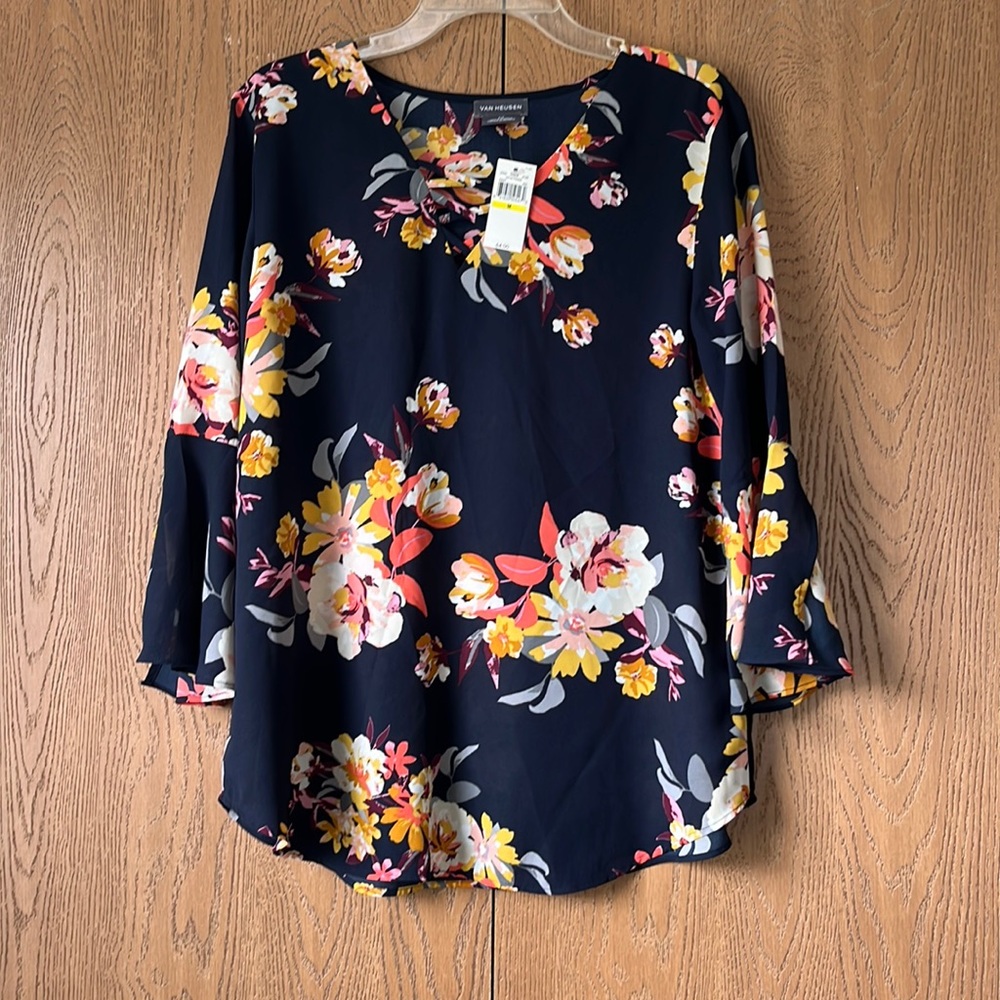 Lovely Navy Floral Blouse NWT